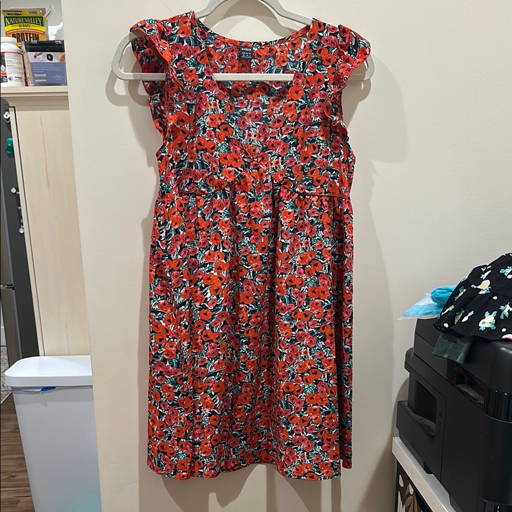 Floral Red Dress
